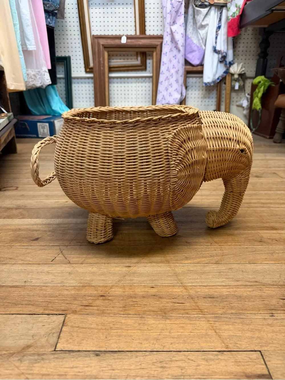 Woven Wicker Elephant Rattan Basket - Natural Home Accent